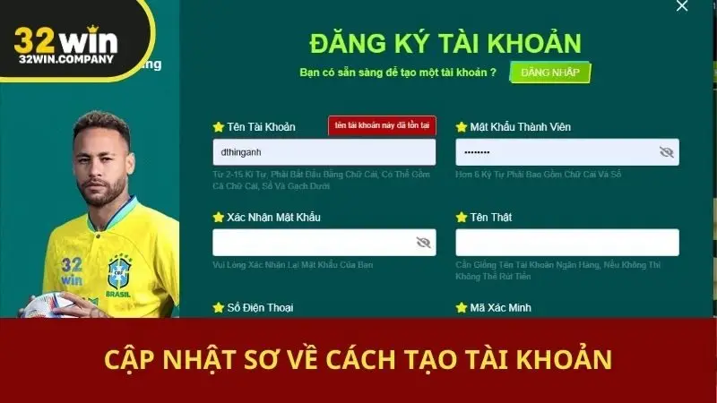 Cập nhật sơ về cách tạo tài khoản